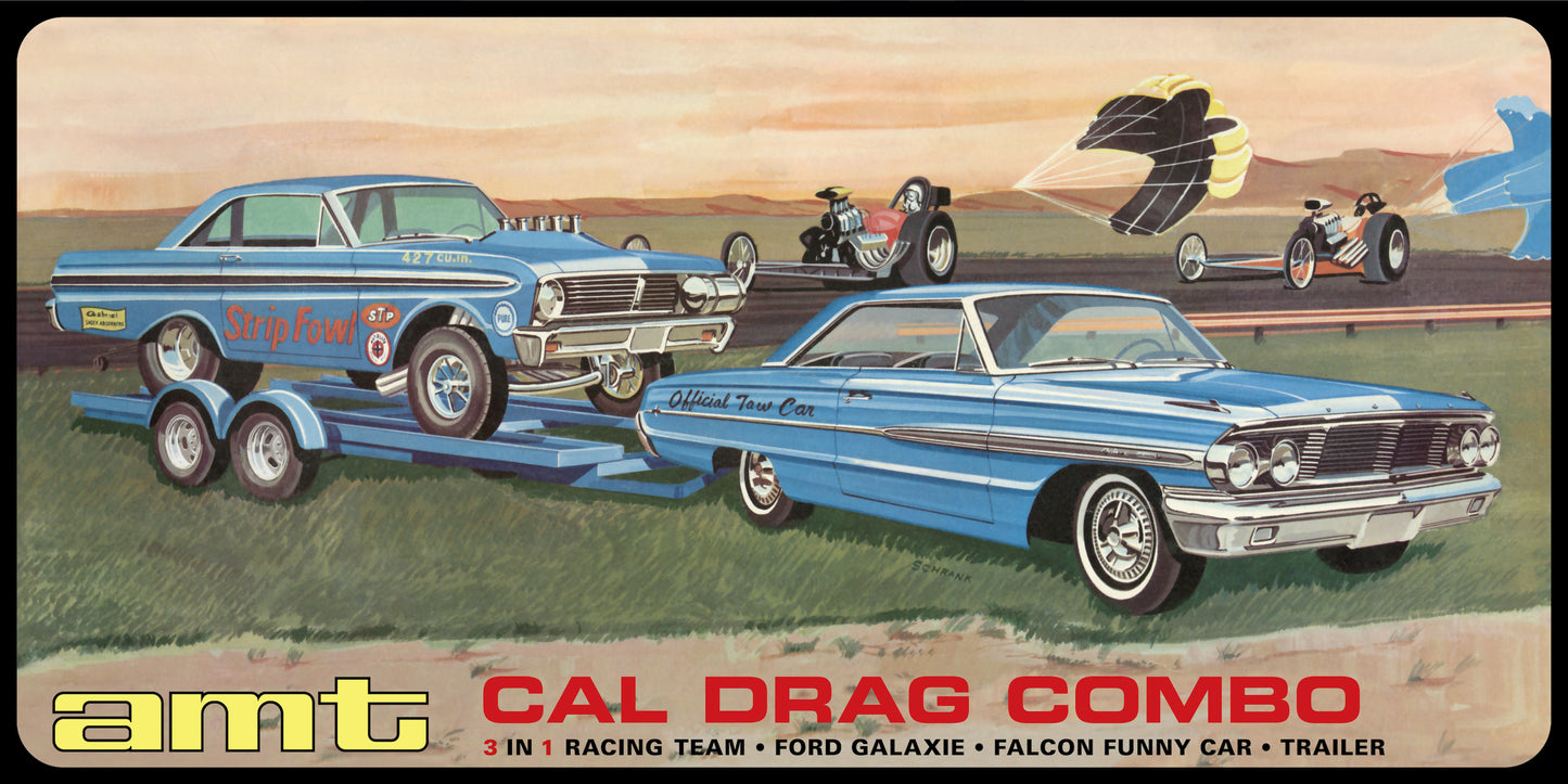 AMT Cal Drag Combo - Ford Galaxie, Falcon Funny Car, Trailer (1:25)