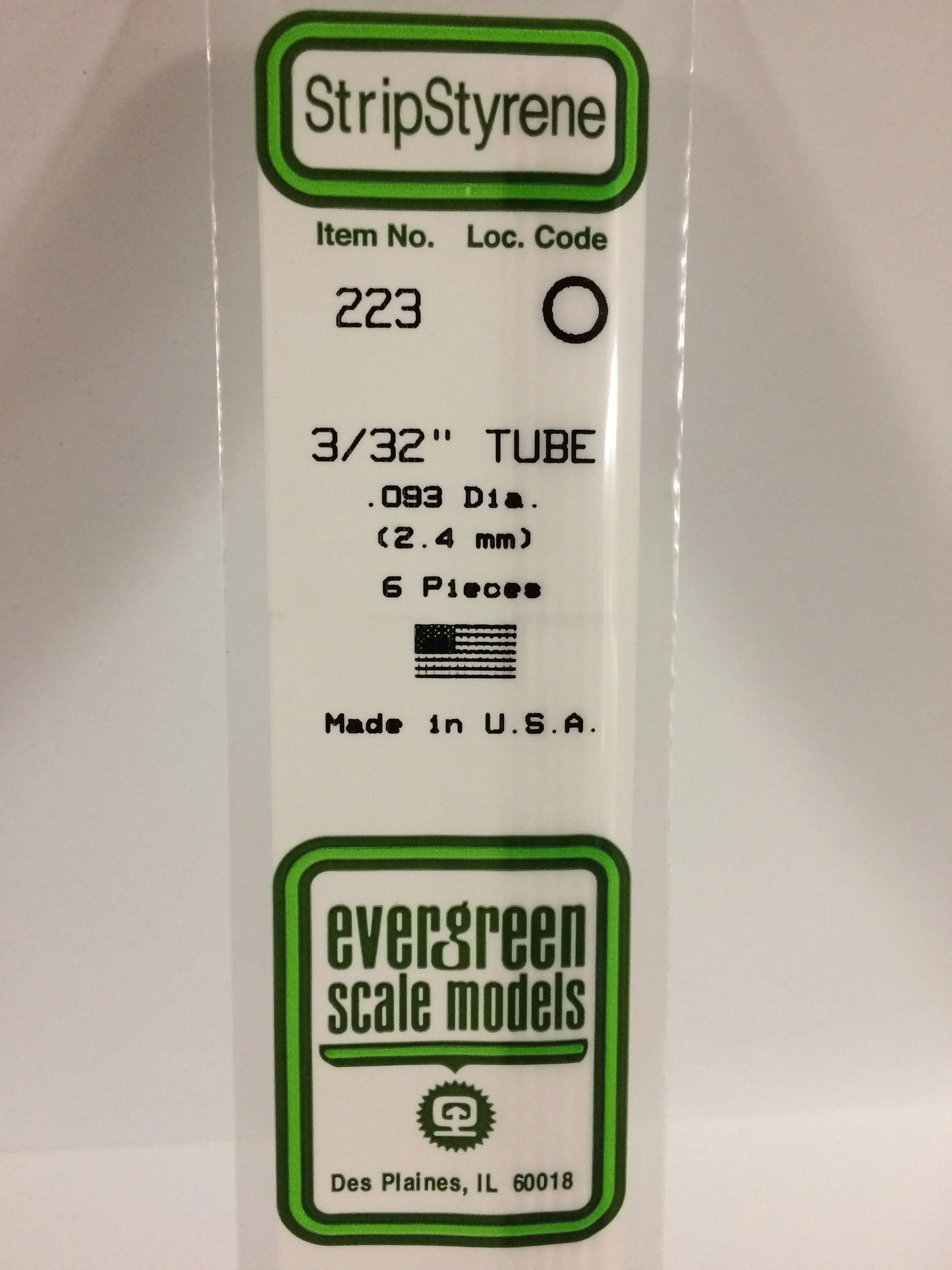 Evergreen Scale Models Polystyrene Tube - White - 3/32" (6 Pack)