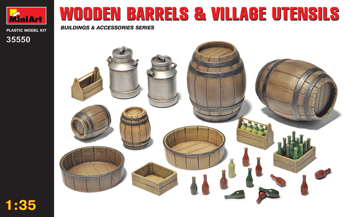 MiniArt Wooden Barrels & Village Utensils (1:35)