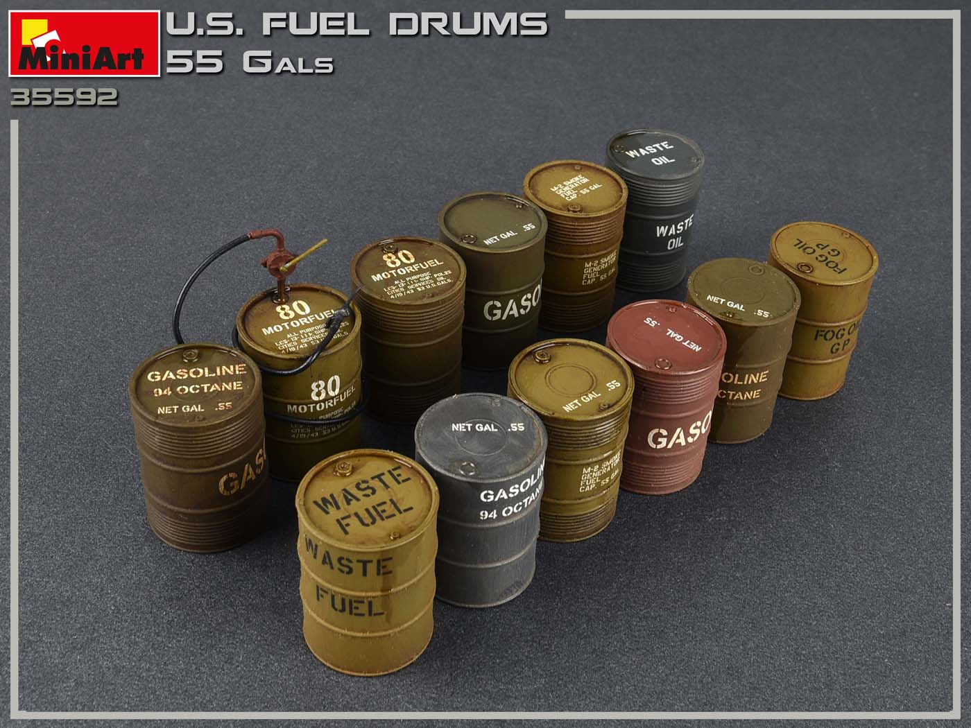 MiniArt U.S. Fuel Drums 55 Gals. (1:35)