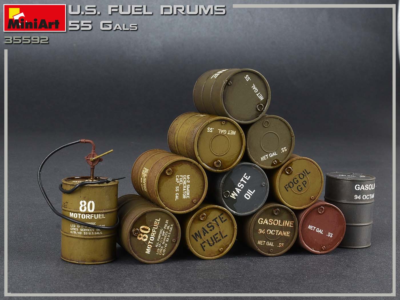 MiniArt U.S. Fuel Drums 55 Gals. (1:35)