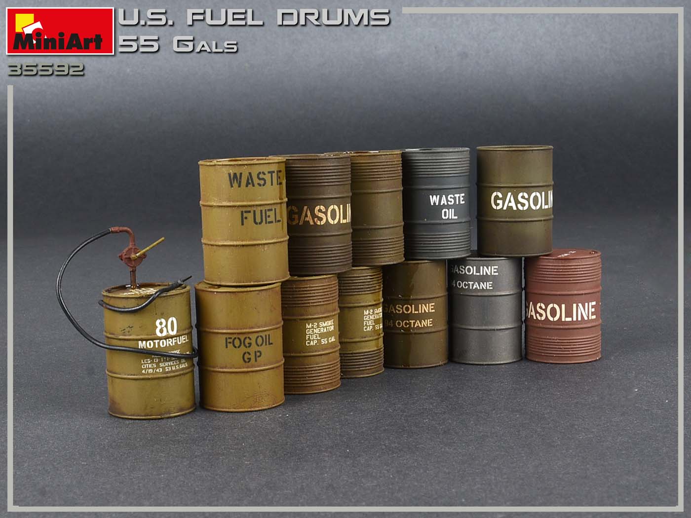MiniArt U.S. Fuel Drums 55 Gals. (1:35)