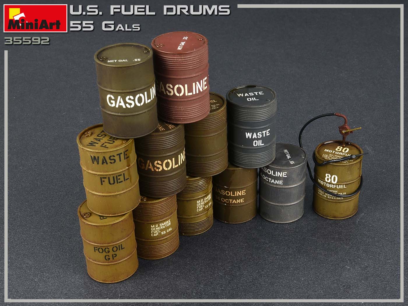 MiniArt U.S. Fuel Drums 55 Gals. (1:35)