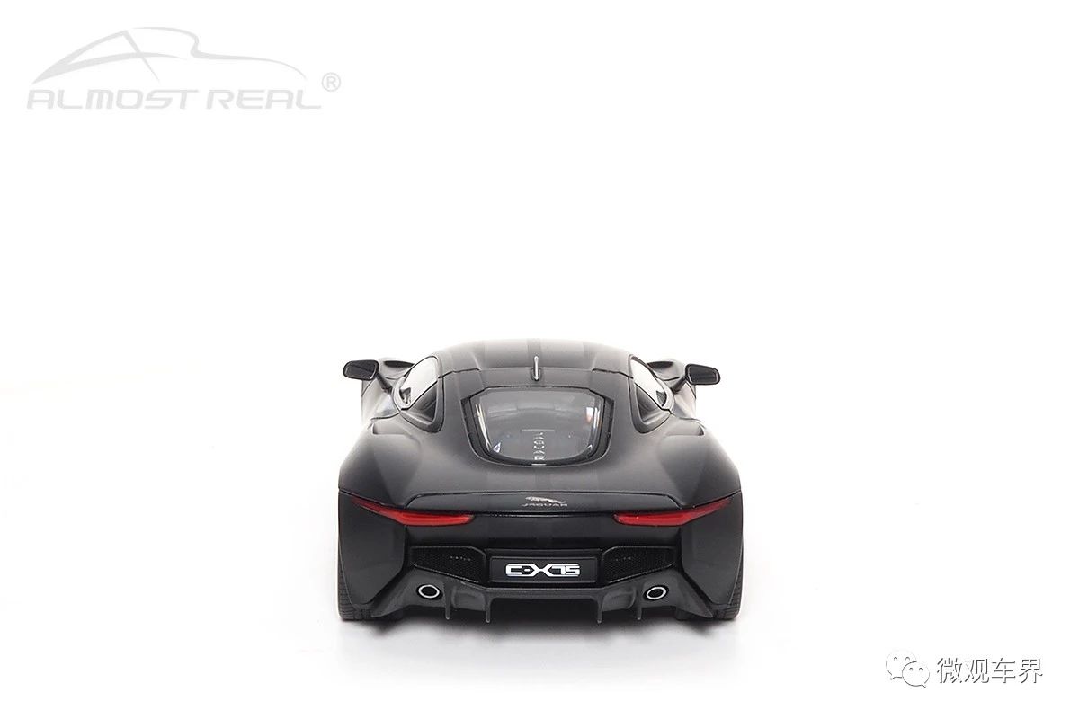 Almost Real Jaguar C-X75 - Satin Black with Gloss Black Stripes (1:18)