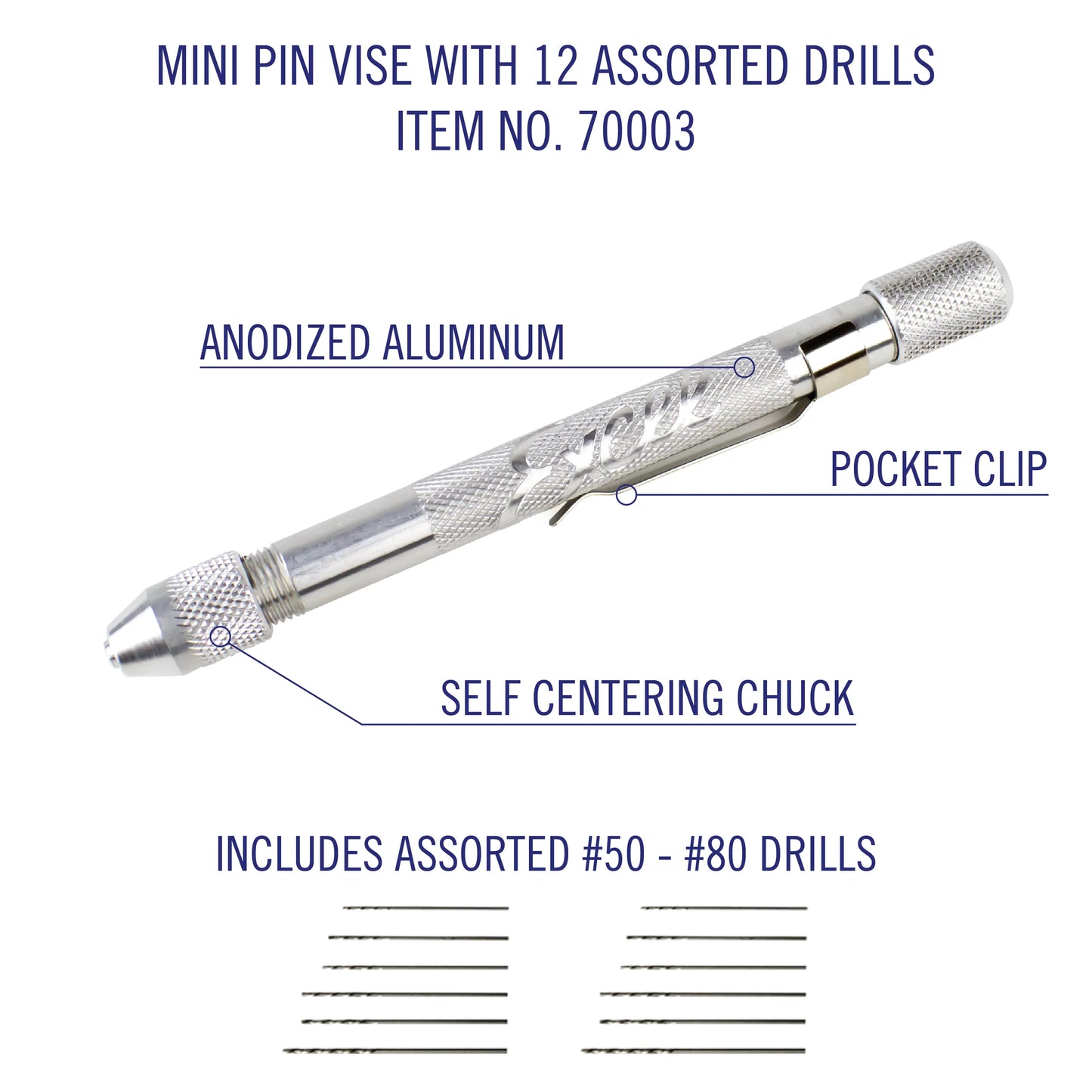 Excel Mini Pin Vise with 12 Drill Bits