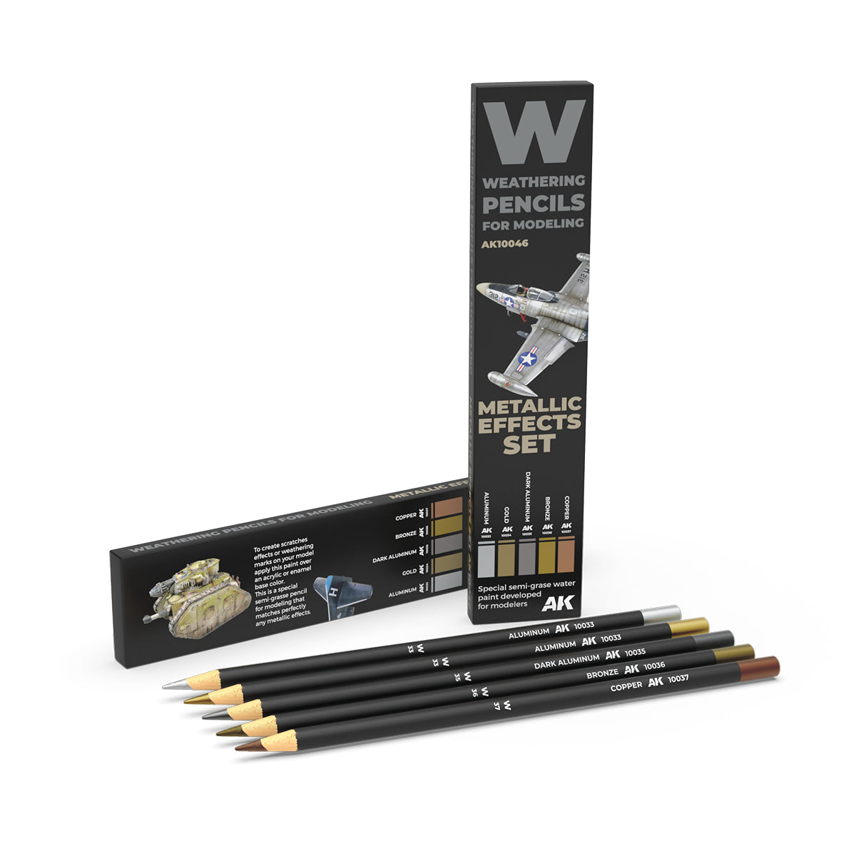 AK Interactive Weathering Pencils - Metallic Effects Set