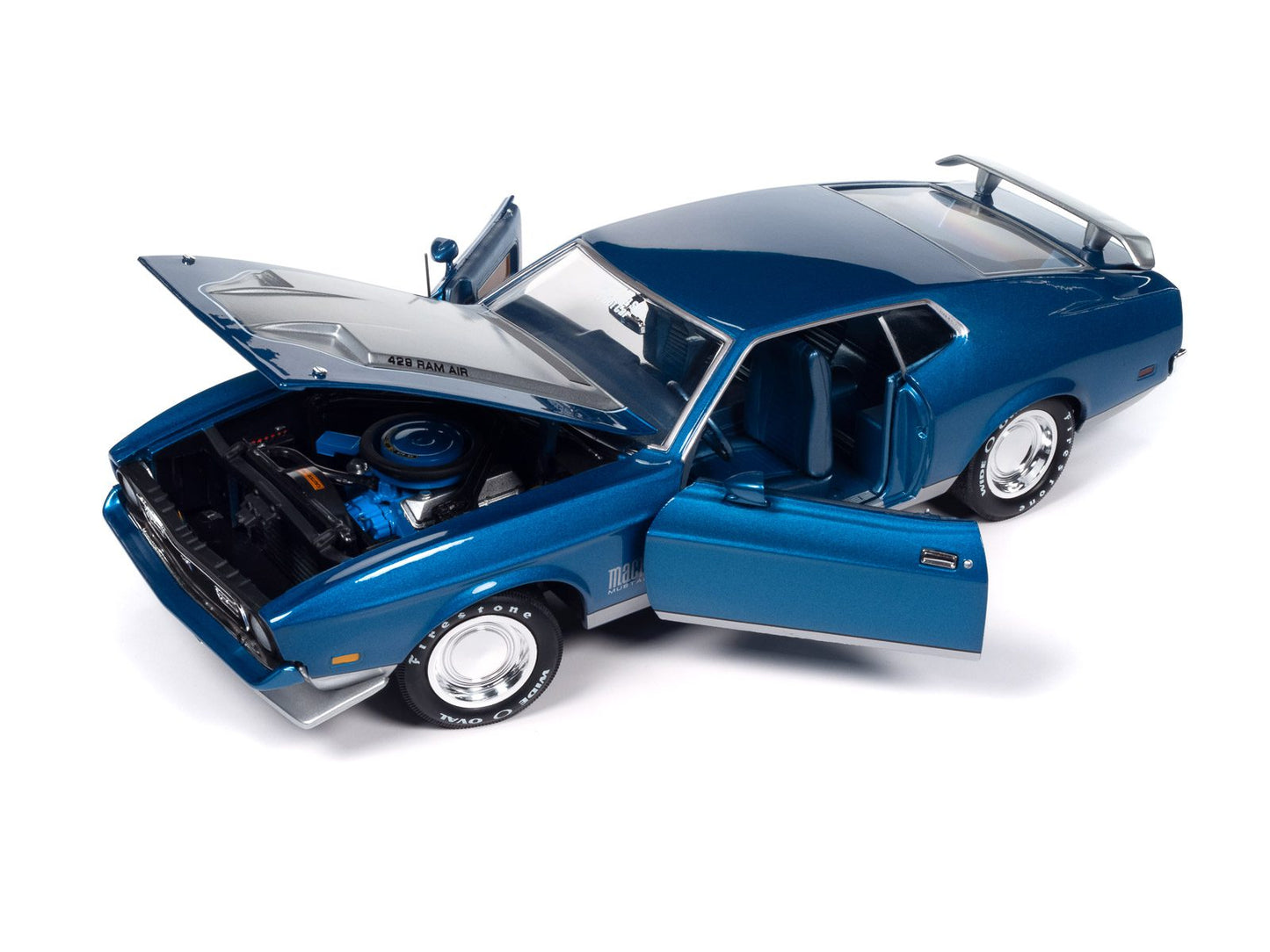 Auto World MCACN 1971 Ford Mustang Mach 1 - Silver Blue Metallic (1:18)