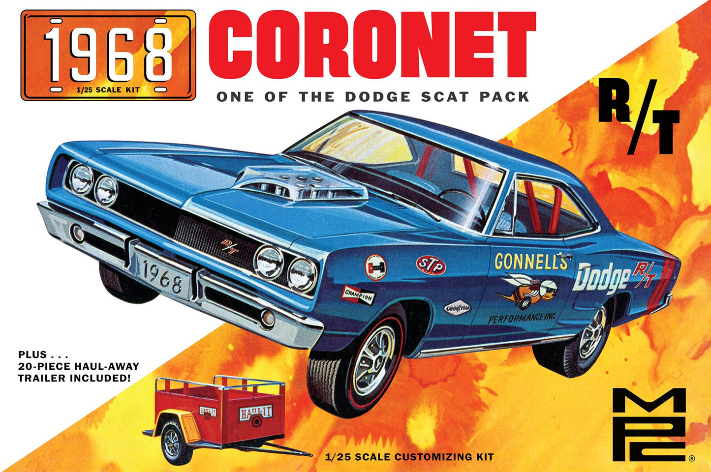 MPC 1968 Dodge Coronet R/T with Trailer (1:25)