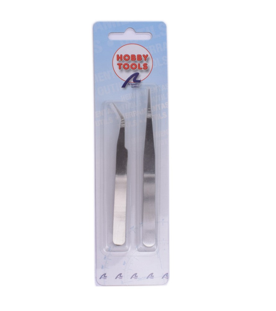 Artesanía Latina Hobby Tools Set of 2 Straight & Curved Fastening Tweezers