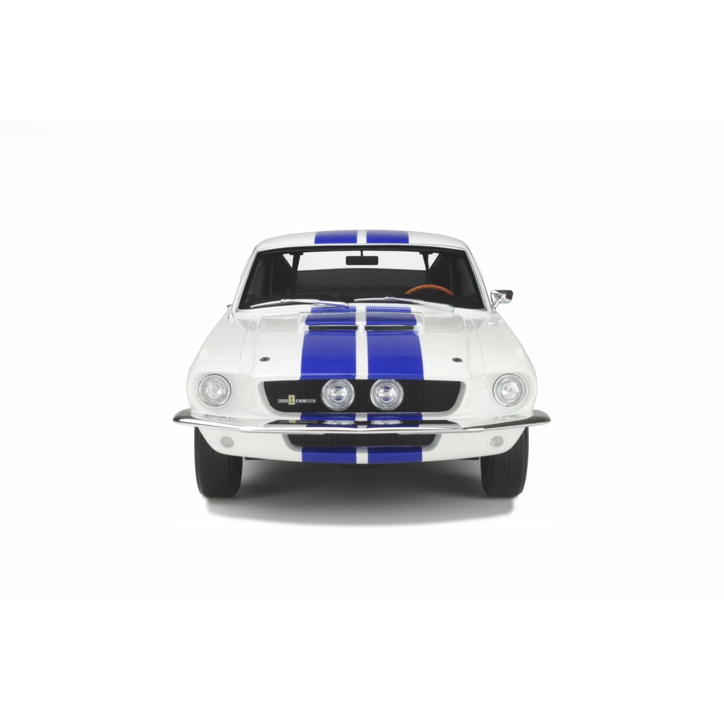 OttOmobile 1967 Ford Shelby Mustang GT500 - Wimbledon White with Blue Stripes (1:12)