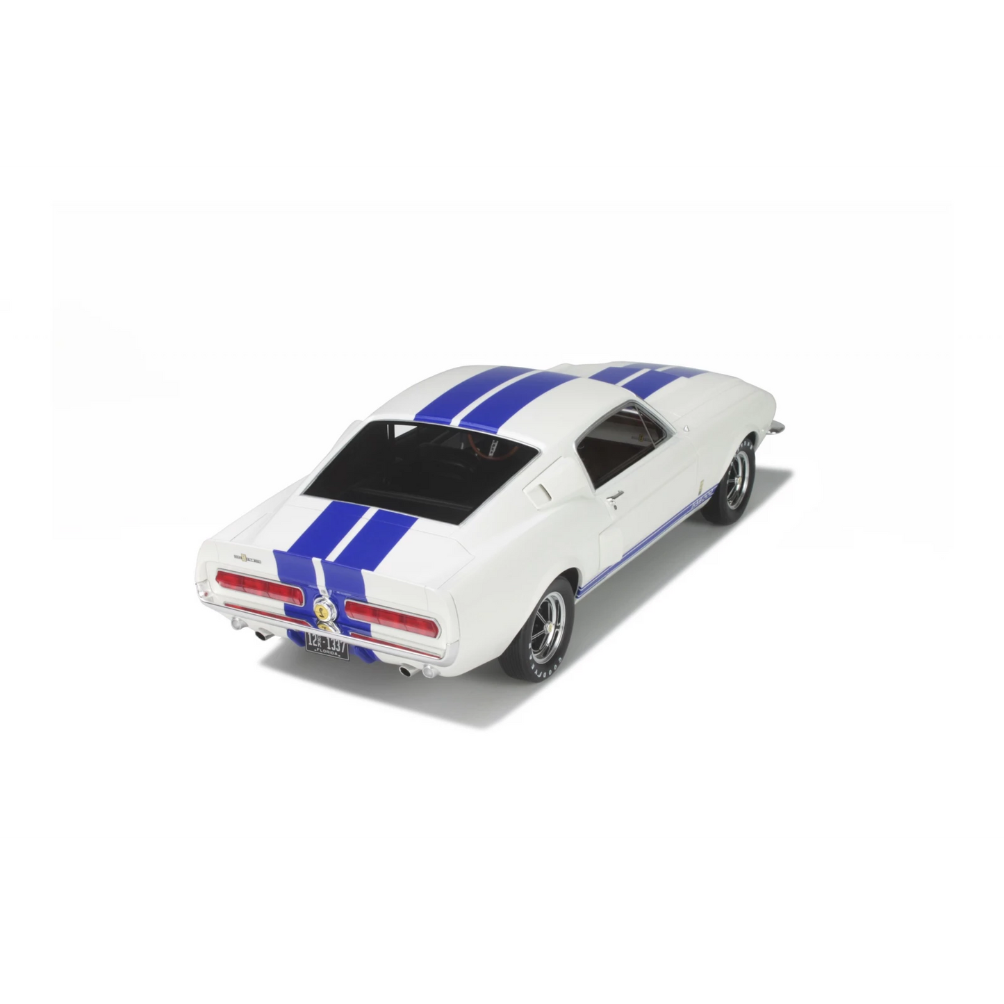 OttOmobile 1967 Ford Shelby Mustang GT500 - Wimbledon White with Blue Stripes (1:12)