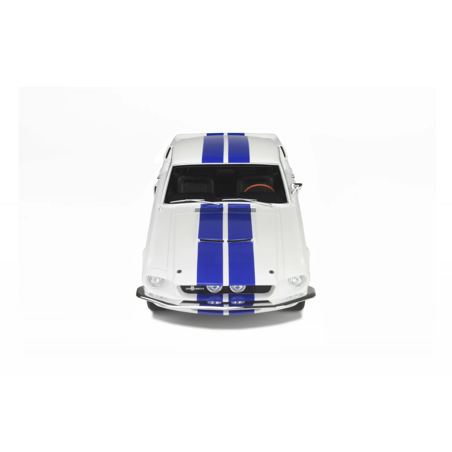 OttOmobile 1967 Ford Shelby Mustang GT500 - Wimbledon White with Blue Stripes (1:12)