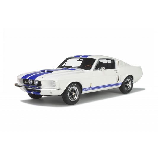 OttOmobile 1967 Ford Shelby Mustang GT500 - Wimbledon White with Blue Stripes (1:12)