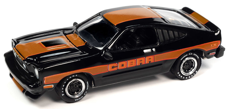 Johnny Lightning 1978 Ford Mustang Cobra II - Black with Gold Stripes (1:64)