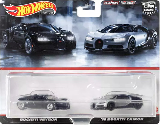 Hot Wheels Car Culture Bugatti Veyron and '16 Bugatti Chiron (1:64)