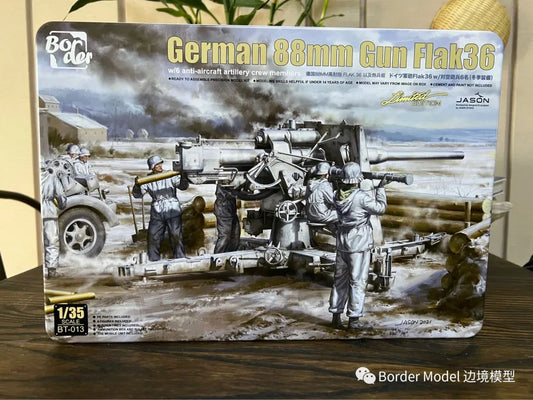 Border Model German 8mm Gun Flak36 w/6 Anti-Aircraft Artillery Crew Members (1:35)