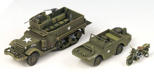 Academy WWII Ground Vehicle Set-6 M3 Half Track & 1/4ton Amphibian Vehicle (1:72)