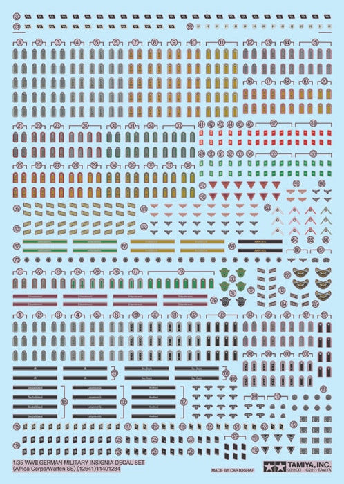 Tamiya Detail-Up Parts Series 1:35 Scale WWII German Military Insignia Decal Set (Africa Corps/Waffen SS) (1:35)