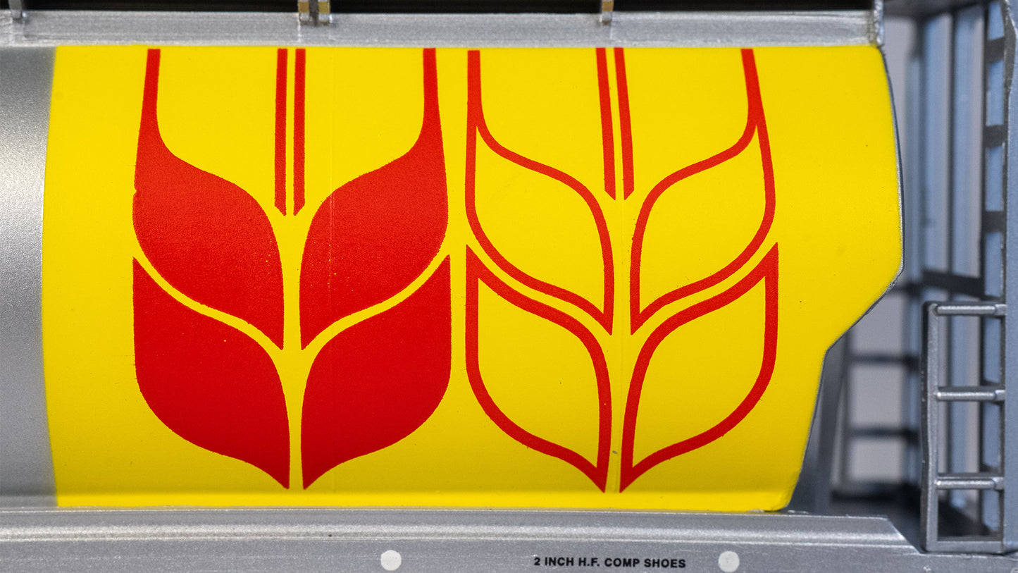 Bachmann Silver Series Govt. of Canada 4 Bay Cylindrical Grain Hopper - Yellow (HO Scale)