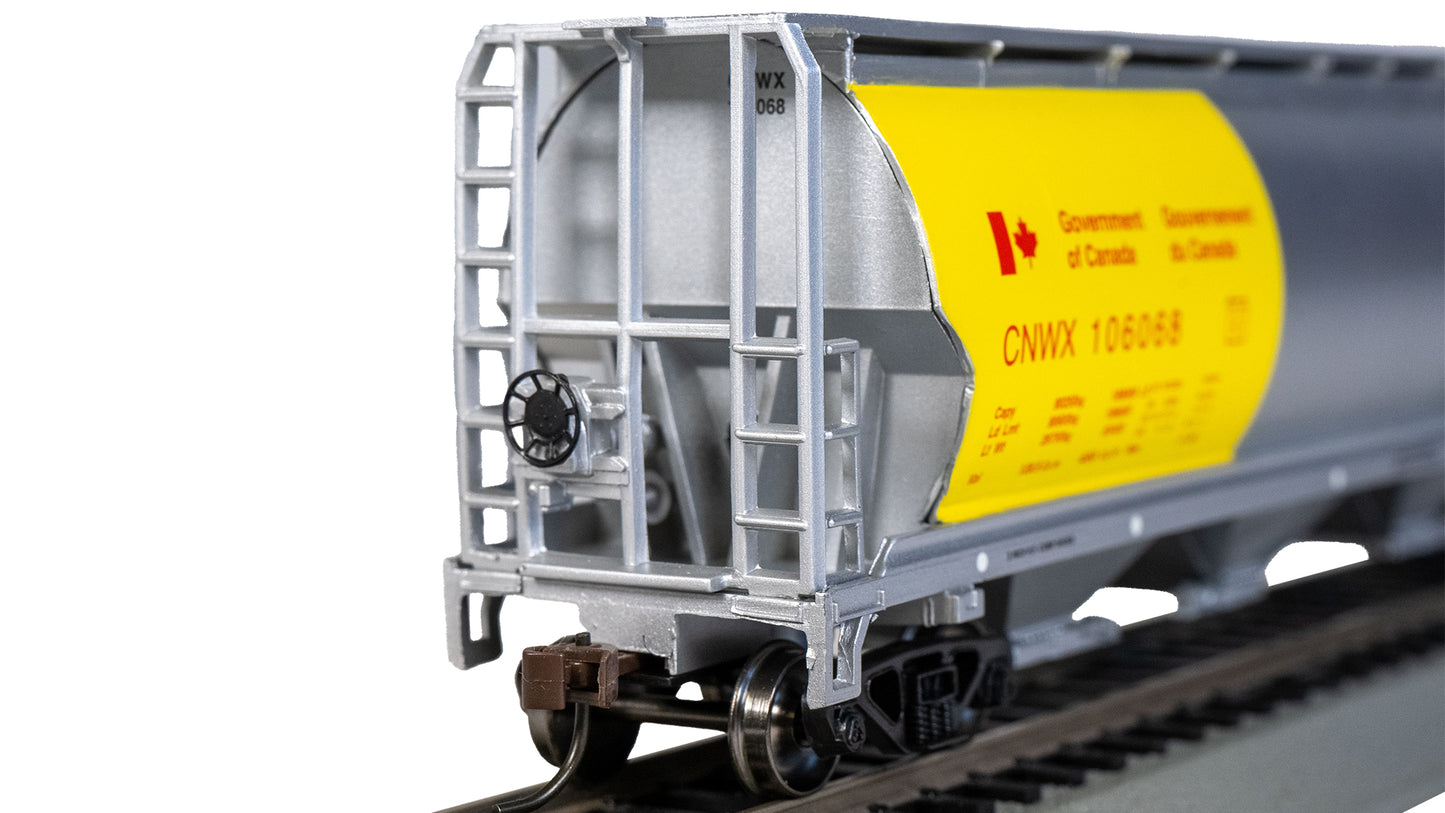 Bachmann Silver Series Govt. of Canada 4 Bay Cylindrical Grain Hopper - Yellow (HO Scale)