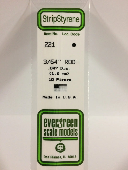 Evergreen Scale Models Polystyrene Rod - White - 3/64" (10 Pack)