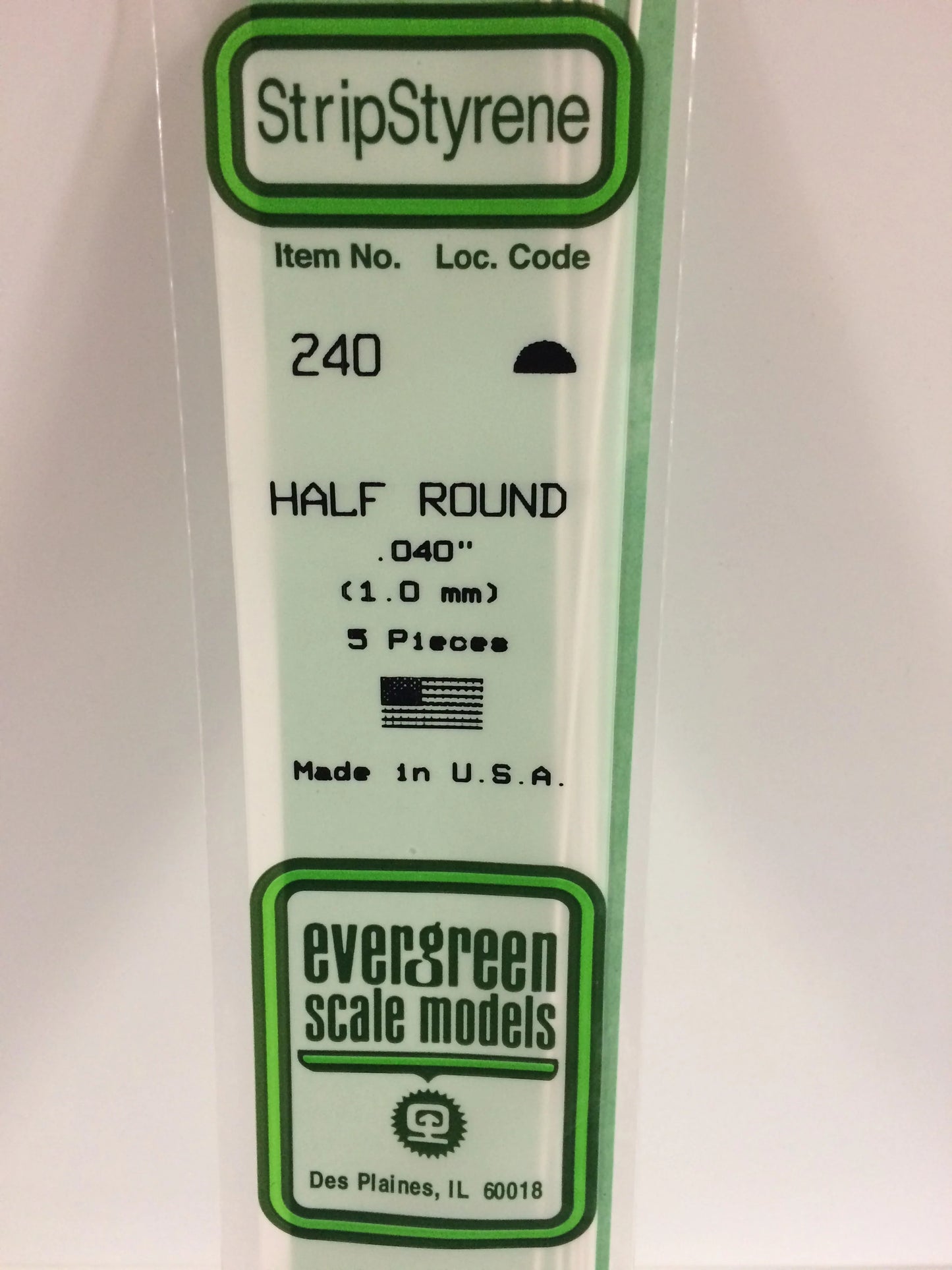 Evergreen Scale Models Polystyrene Half Round - White - 0.04" (5 Pack)