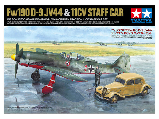 Tamiya Focke-Wulf Fw190 D-9 JV44 and Citroën Traction 11CV Staff Car Set (1:48)