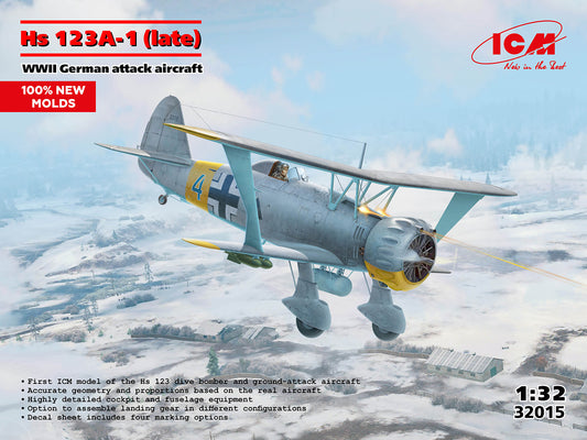 ICM WWII German Attack Aircraft Hs 123A-1 (Late) (1:32)