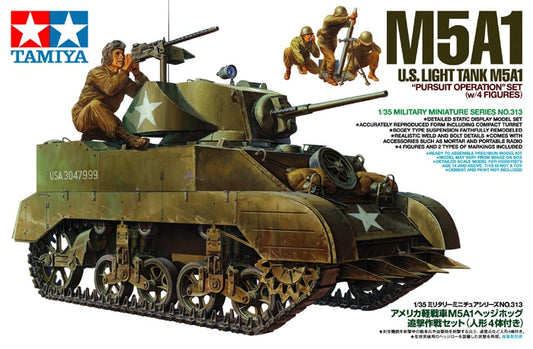 Tamiya M5A1 U.S. Light Tank "Pursuit Operation" Set with 4 Figures (1:35)