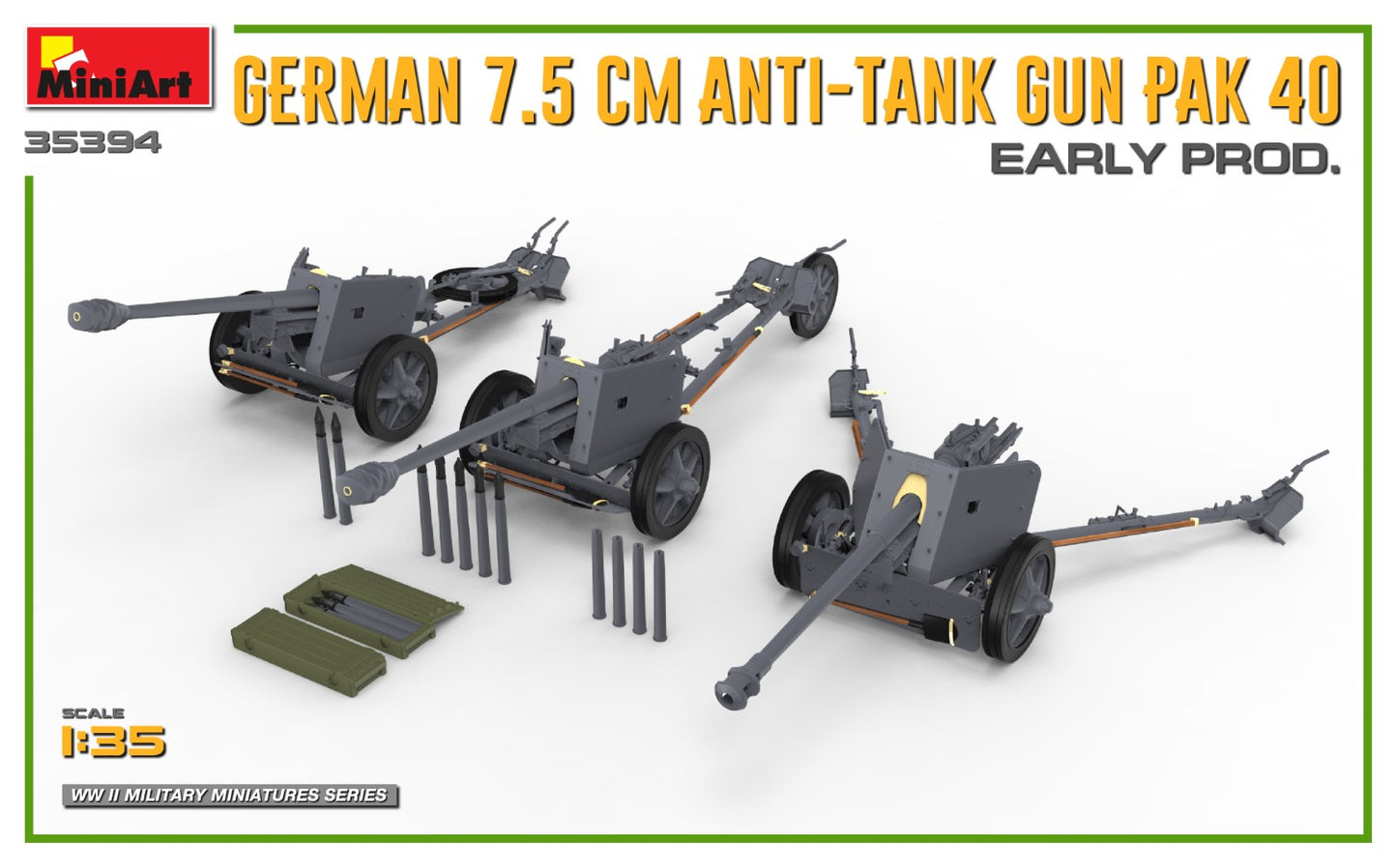 MiniArt German 7.5cm Anti-Tank Gun Pak 40 Early Production (1:35)