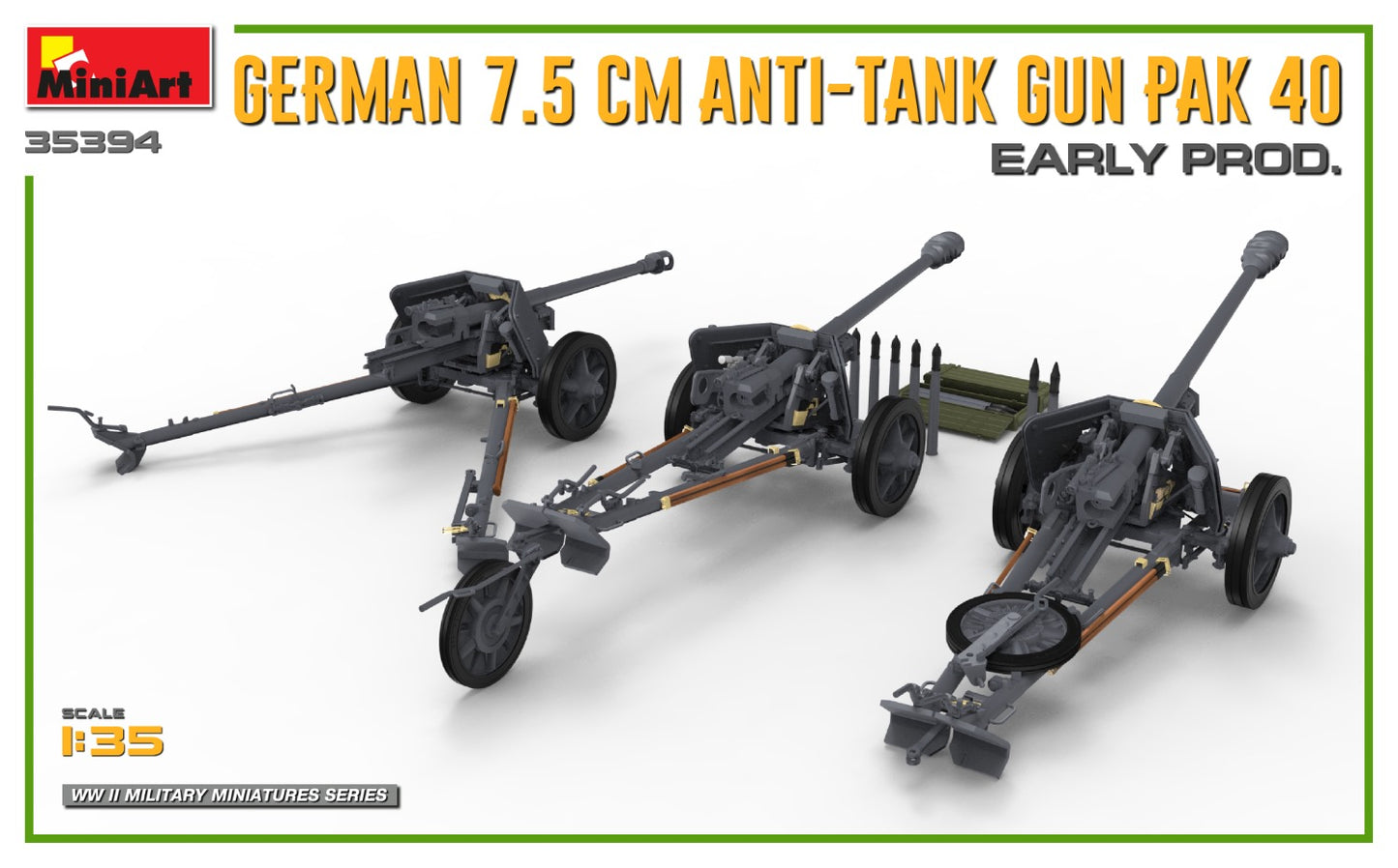 MiniArt German 7.5cm Anti-Tank Gun Pak 40 Early Production (1:35)