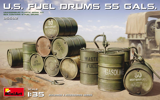 MiniArt U.S. Fuel Drums 55 Gals. (1:35)