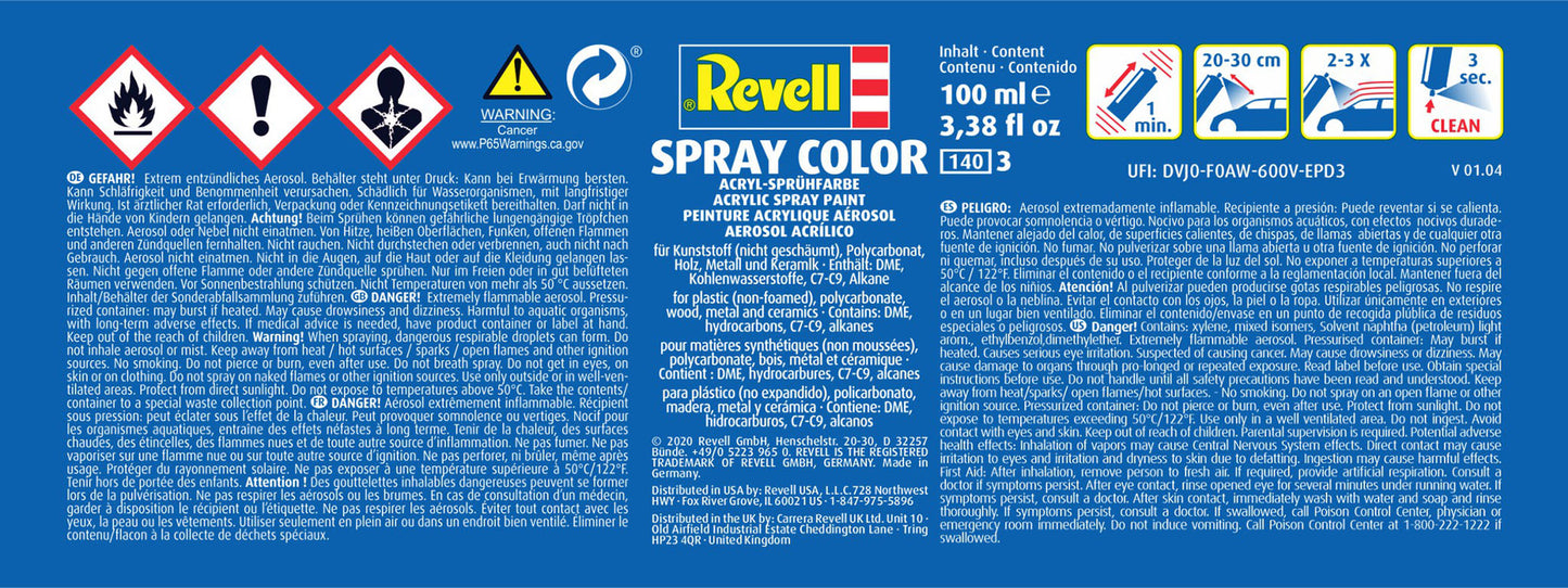 Revell Spray Color Acrylic Spray Paint - Fiery Red Silk Matt (100ml)