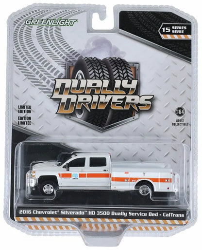Greenlight 2016 Chevrolet Silverado HD 3500 Dually Service Bed - CalTrans (1:64)