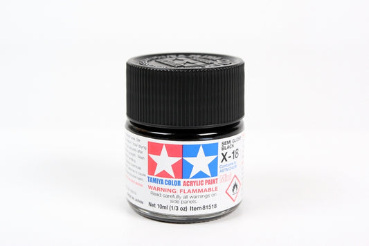 Tamiya Acrylic Mini X-18 Semi Gloss Black (10ml)