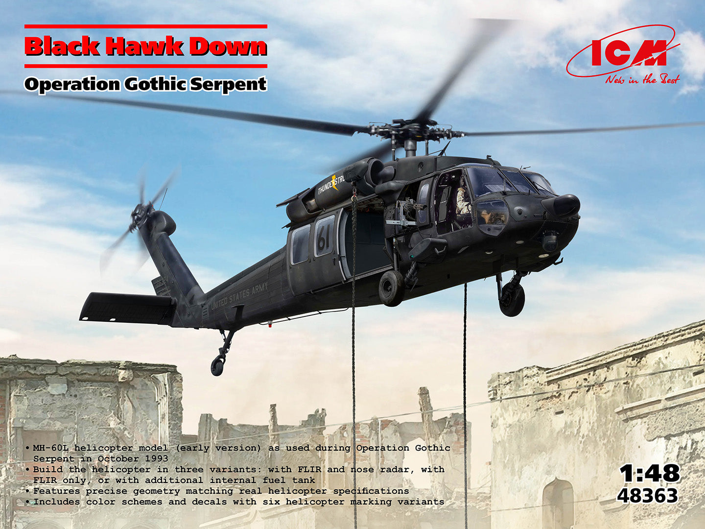 ICM Black Hawk Down Operation Gothic Serpent MH-60L (Early Version) (1:48)