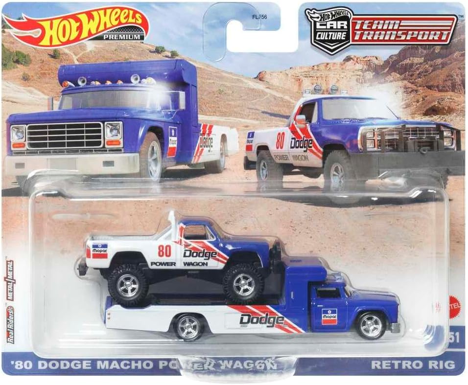 Hot Wheels Car Culture Team Transport 1980 Dodge Macho Power Wagon & Retro Rig (1:64)