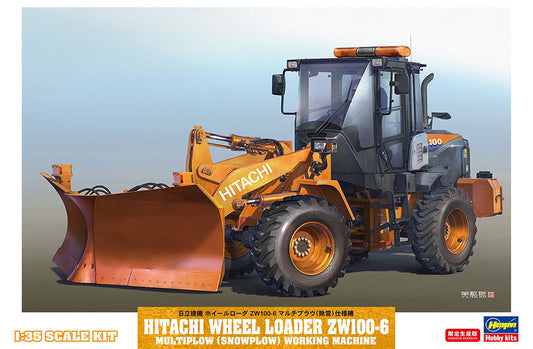 Hasegawa Hitachi Wheel Loader ZW100-6 Multiplow (Snowplow) Working Machine (1:35)