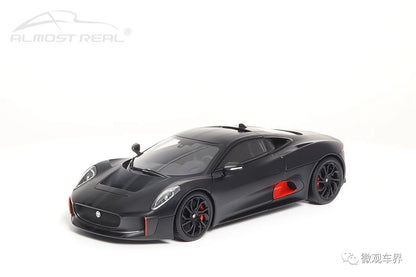 Almost Real Jaguar C-X75 - Satin Black with Gloss Black Stripes (1:18)