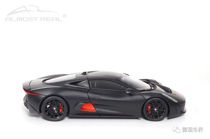 Almost Real Jaguar C-X75 - Satin Black with Gloss Black Stripes (1:18)