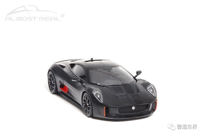 Almost Real Jaguar C-X75 - Satin Black with Gloss Black Stripes (1:18)