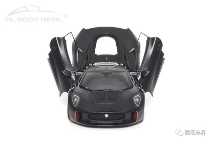Almost Real Jaguar C-X75 - Satin Black with Gloss Black Stripes (1:18)