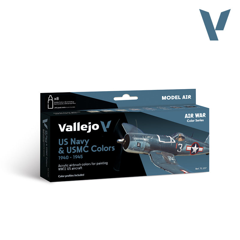 Vallejo Air War Color Series US Navy & USMC Colors 1940 - 1945 - 8 Colors (17ml Each)