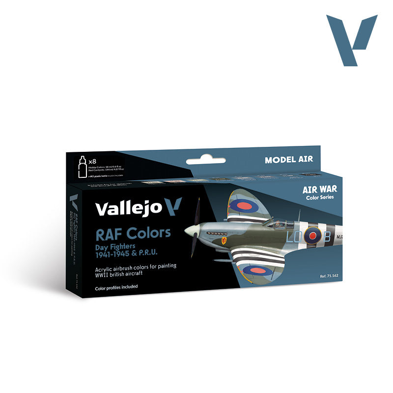 Vallejo Air War Color Series RAF Colors Day Fighters 1941 - 1945 & P.R.U. - 8 Colors (17ml Each)