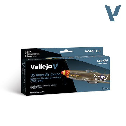Vallejo Air War Color Series US Army Air Corps European Theater Operations (ETO) WWII - 8 Colors (18ml Each)