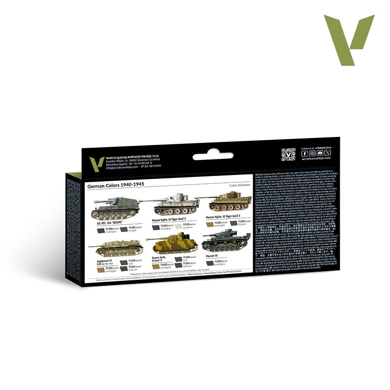 Vallejo AFV Color Series German Colors 1940-1945 - 8 Colors (17ml Each)