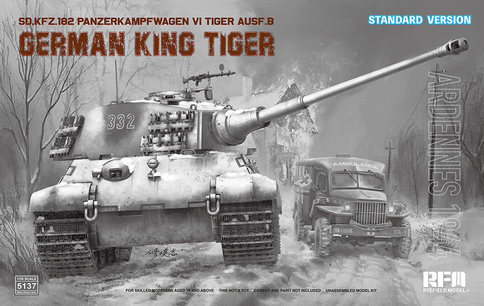 Ryefield Model German King Tiger (Sd.Kfz.182 Panzerkampfwagen VI Tiger Ausf.B) (Ardennes 1944) (1:35)