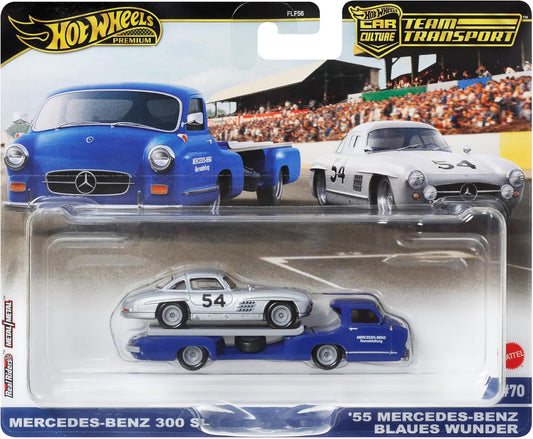 Hot Wheels Car Culture Team Transport Mercedes-Benz 300 SL & 1955 Mercedes-Benz Blaues Wunder (1:64)