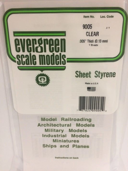 Evergreen Scale Models Polystyrene Sheet - Clear - 0.005" Thick (3 Pack)