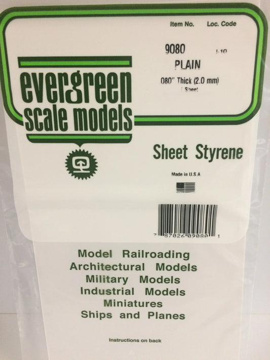 Evergreen Scale Models Polystyrene Sheet 9080 - Plain - 0.08" Thick